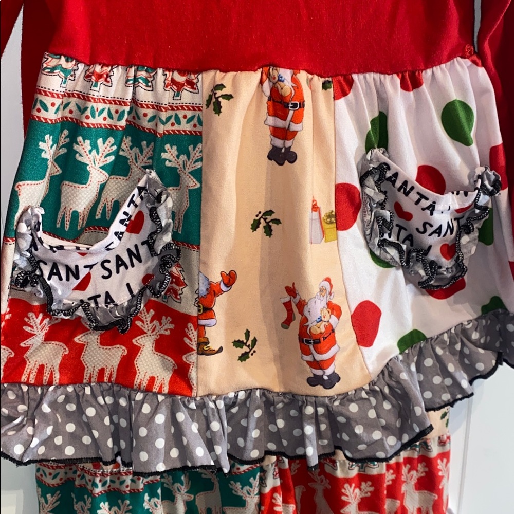 Festive Red and Multicolor Holiday Dress - Picture 3 of 6